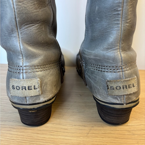 Sorel Slimpack Tall Quarry Pebble Leather Boots Woman’s 8.5 - Picture 6 of 12
